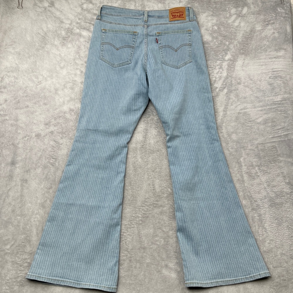 Levi's 726 High Rise Flare Jeans Size 31 Light Blue Women Pinstripe Retro Boho - Picture 5 of 14